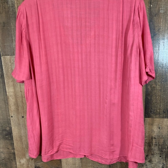 ANA A New Approach Womens 1X Blouse  Short Sleeve V Neck Top Holly Berry Pinkish - Picture 5 of 10